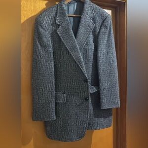 Vintage Hardwicks wool men’s blue grey tweed jacket coat L *